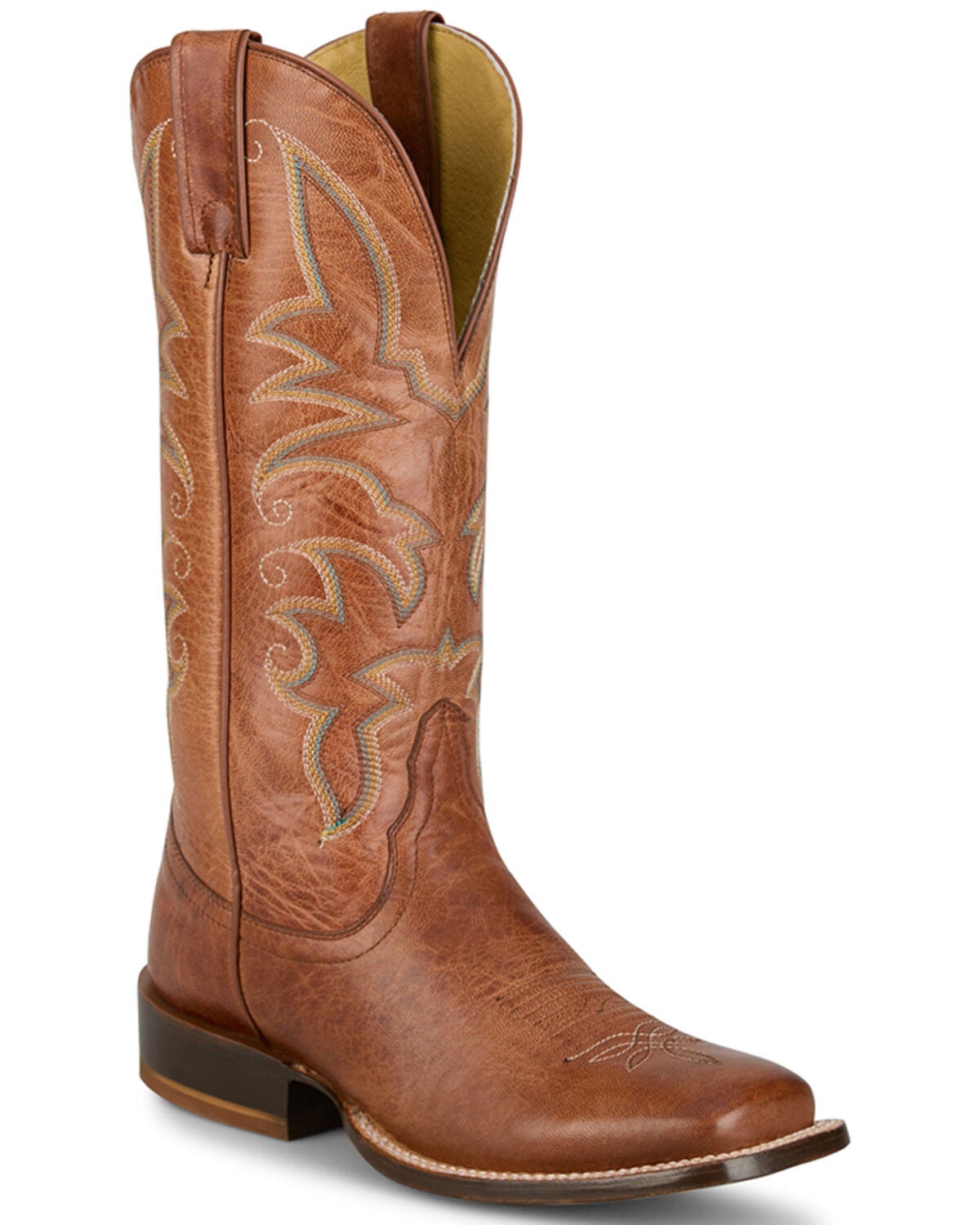Tony Lama Women's Helena Western Boots - Broad Square Toe, Cognac, hi-res