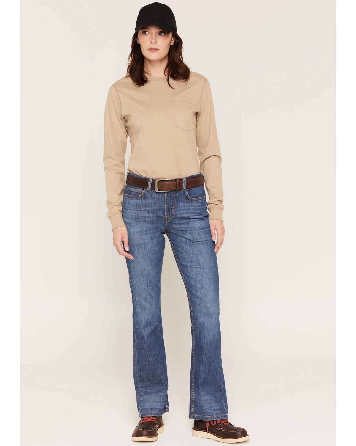 Image #1 - Carhartt Women's FR Tiller Rugged Flex&reg; Medium Wash Mid Rise Bootcut Stretch Denim Jeans, Blue, hi-res