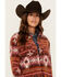 Image #2 - Shyanne Women's Southwestern Striped Print Corduroy Barn Shacket, Mahogany, hi-res