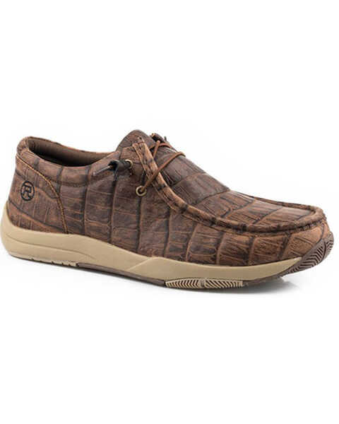 Image #1 - Roper Men's Clearcut Low Caiman Print Casual Chukka Shoes - Moc Toe , Brown, hi-res
