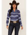 Ariat Women's R.E.A.L. Southwestern Oceanic Print Long Sleeve Western Pearl Snap Shirt, Blue, hi-res