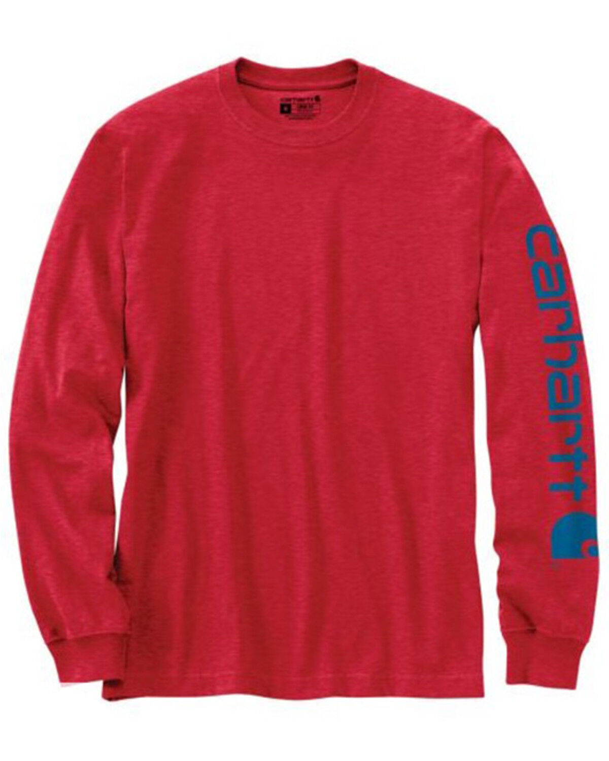 Image #1 - Carhartt Men's Loose Fit Heavyweight Long Sleeve Logo Graphic Work T-Shirt, Chilli, hi-res