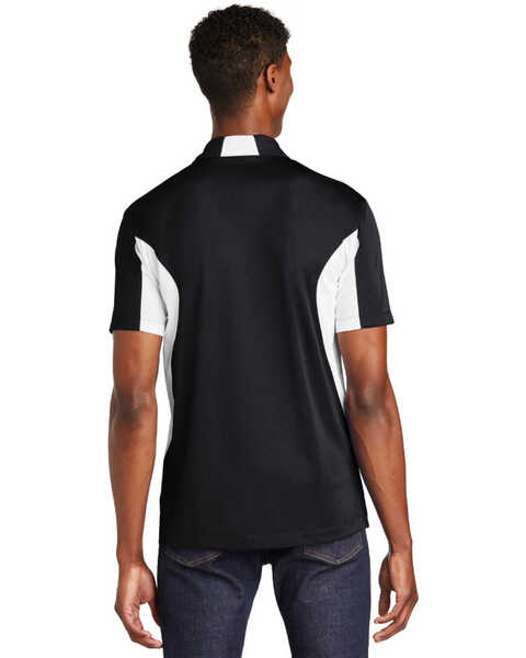 Image #2 - Sport Tek Men's White Colorblock Sport Wick Short Sleeve Work Polo Shirt , White, hi-res