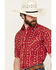 Rough Stock by Panhandle Men's Southwestern Print Short Sleeve Pearl Snap Western Shirt, Red, hi-res