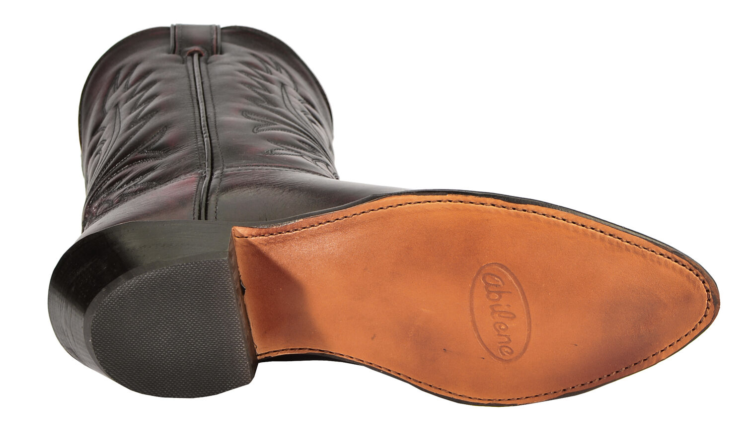 Image #5 - Abilene Black Cherry Polished Cowhide Boots - Round Toe, Black Cherry, hi-res