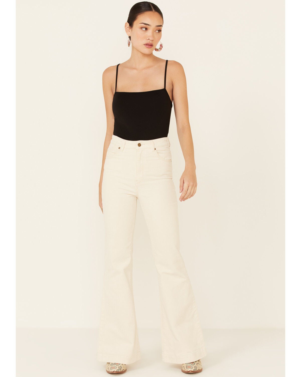 Rolla's Women's East Coast High Rise Flare Jeans, Ivory, hi-res