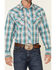 Roper Men's Juniper Dobby Large Plaid Long Sleeve Pearl Snap Western Shirt , Blue, hi-res