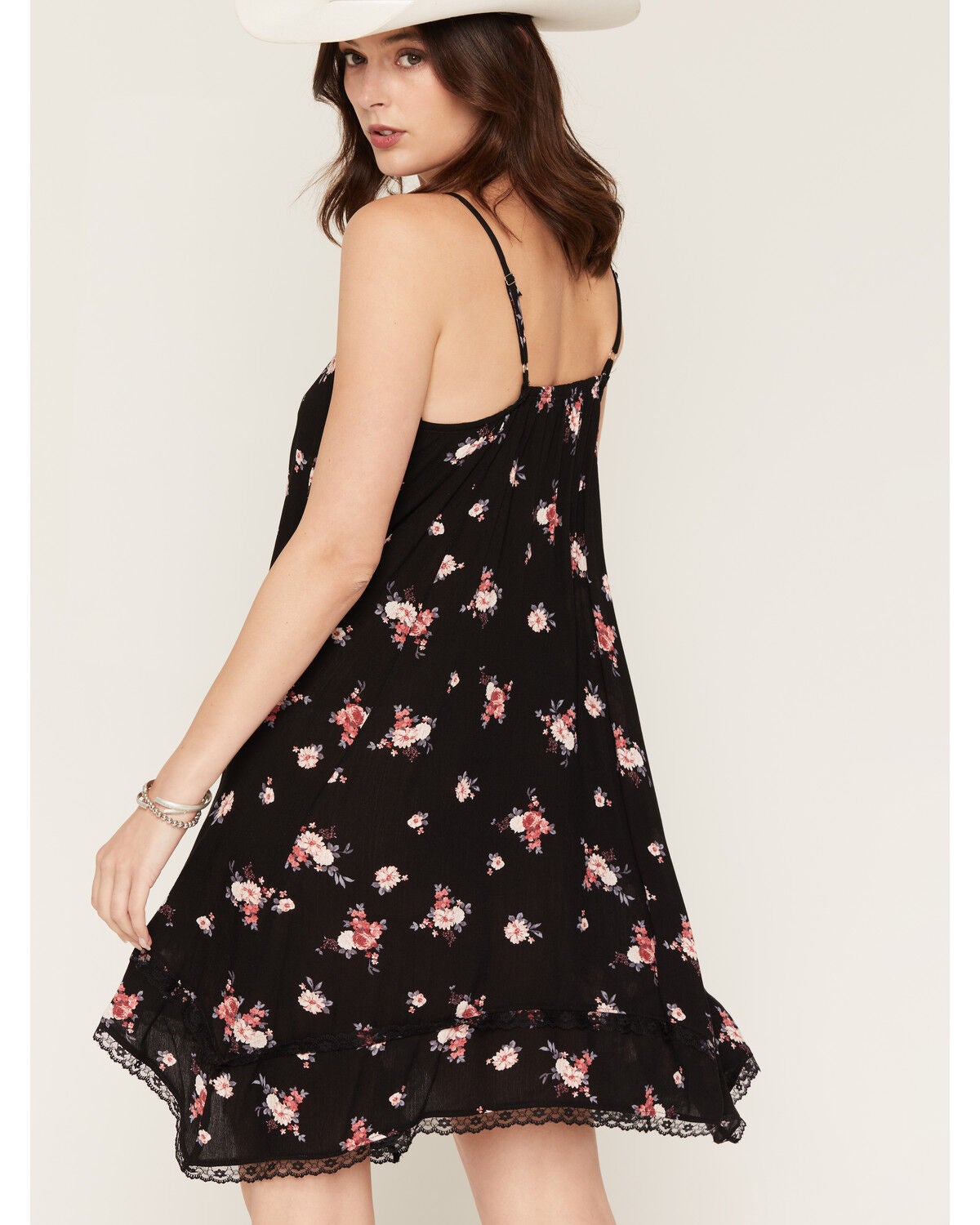 Image #4 - Wild Moss Women's Floral Print Hanky Hem Mini Dress, Black, hi-res