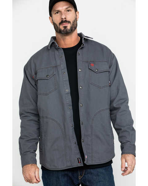 Ariat Men's FR Rig Shirt Work Jacket - Big , Grey, hi-res