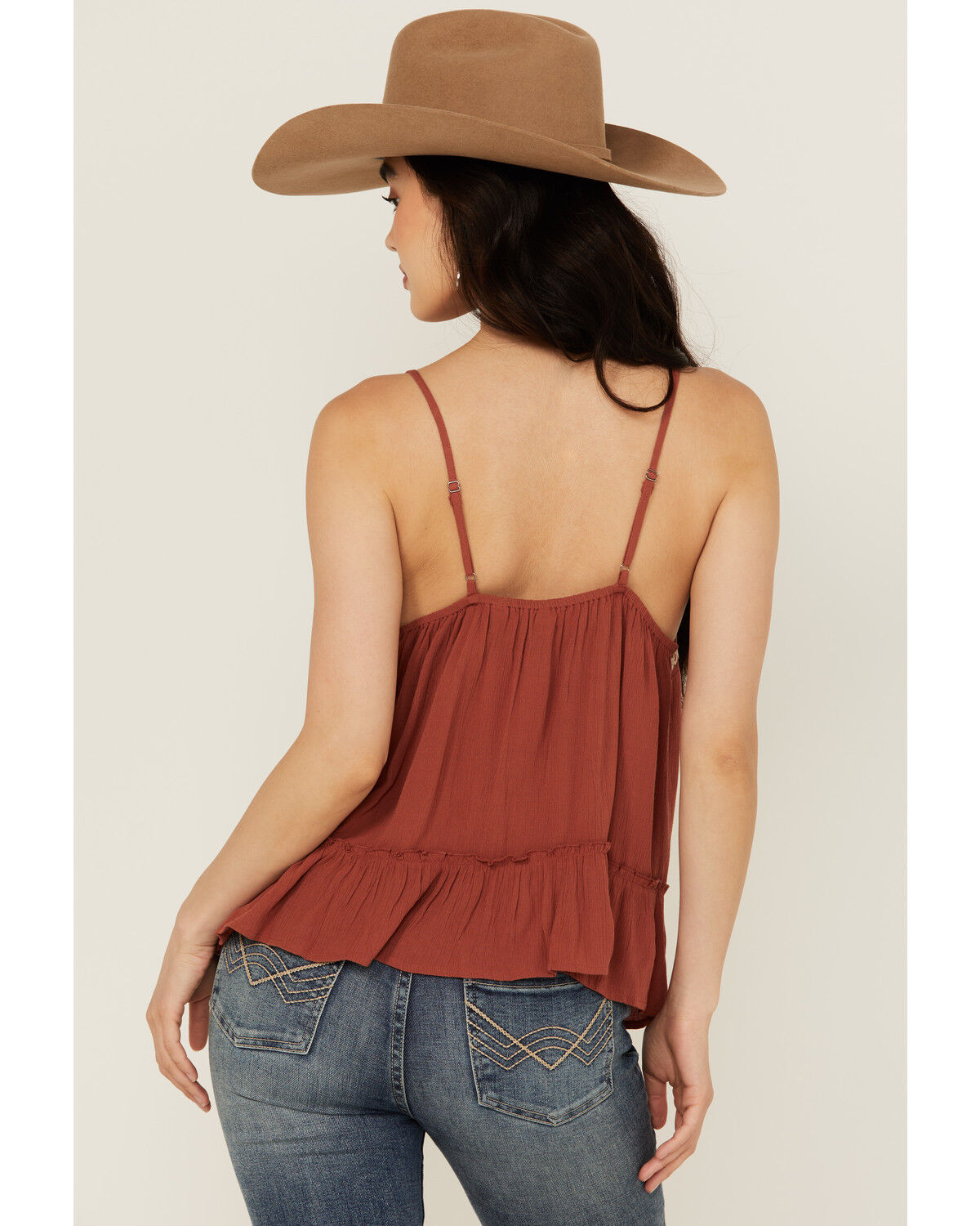 Image #4 - Shyanne Women's Floral Embroidered Cami Tank Top, Mauve, hi-res