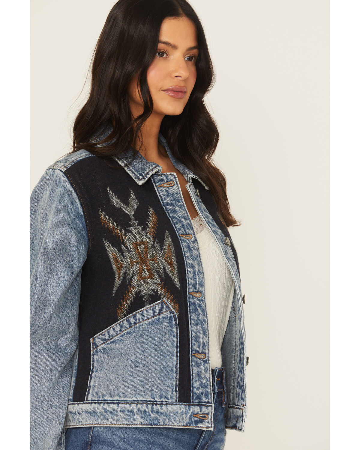 Image #3 - Idyllwind Women's Mallard Denim and Blanket Mix Jacket, Medium Wash, hi-res