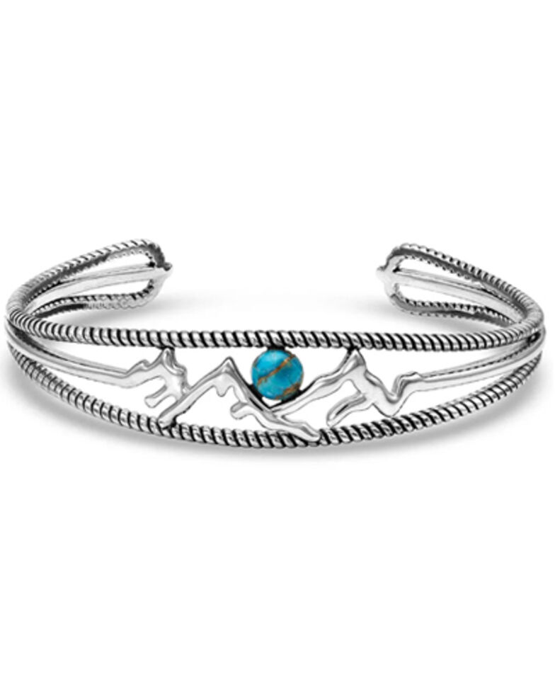 Montana Silversmiths Women's Pursue The Wild Another Mountain Turquoise Cuff Bracelet, Silver, hi-res