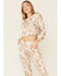 Peach Love Women's Cropped Splatter Print Sweatpants, Tan, hi-res