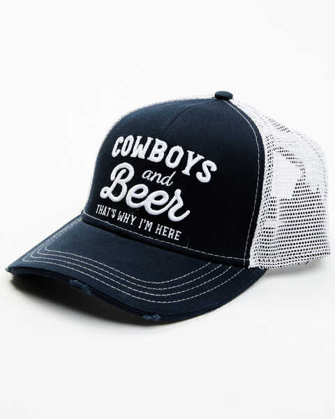 Shyanne Women's Cowboys And Beer Mesh-Back Baseball Cap, Navy, hi-res