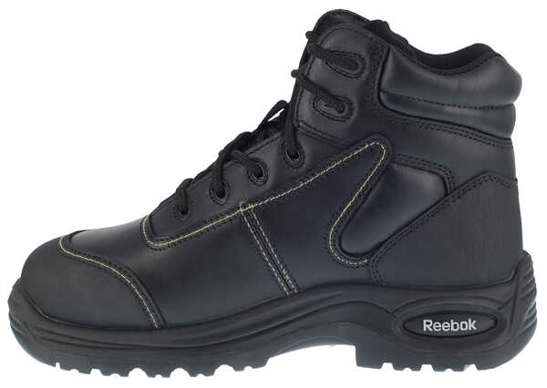 Reebok Men's Trainex 6" Lace-Up Internal Met Guard Work Boots - Composite Toe, Black, hi-res