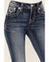 Image #4 - Miss Me Women's Dark Rise Mid Wash Geo Feather Pocket Bootcut Stretched Denim Jeans, , hi-res