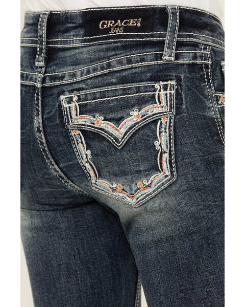 Image #4 - Grace in LA Girls' Medium Wash Stretch Bootcut Jeans, Medium Wash, hi-res