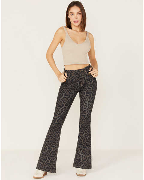 Image #1 - Rock & Roll Denim Women's Leopard Print High Rise Flare Jeans, , hi-res