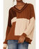 Image #2 - Wild Moss Women's Patchwork Mixed Knit Sweater, Brown, hi-res