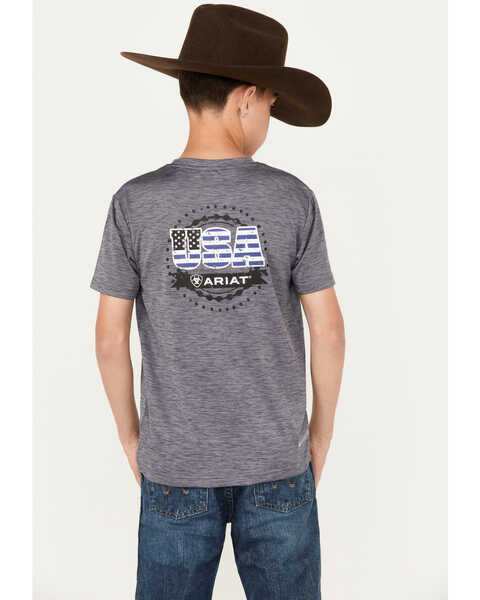 Ariat Boys' Charger Seal Short Sleeve Graphic T-Shirt, Heather Grey, hi-res