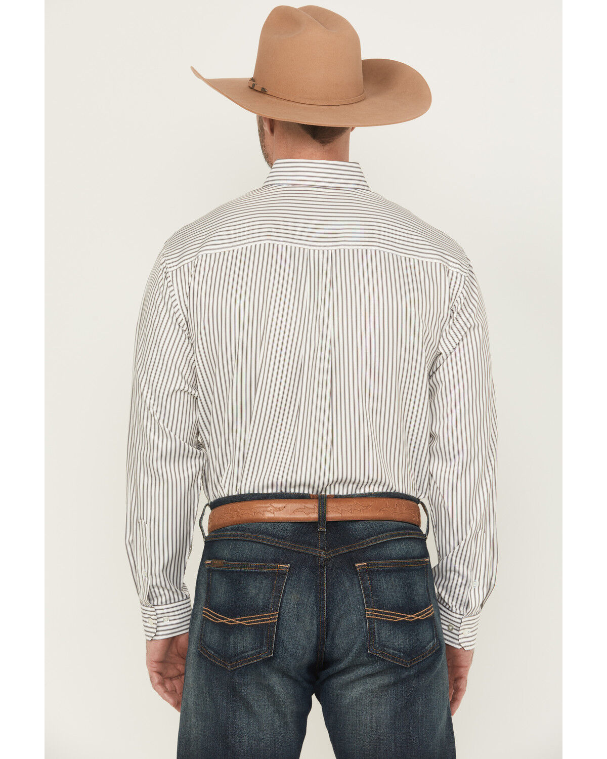 Image #4 - Cinch Men's Striped Print Long Sleeve Button-Down Western Shirt, Cream, hi-res