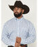 Image #1 - Wrangler Men's Plaid Print Long Sleeve Button-Down Western Shirt, Blue, hi-res
