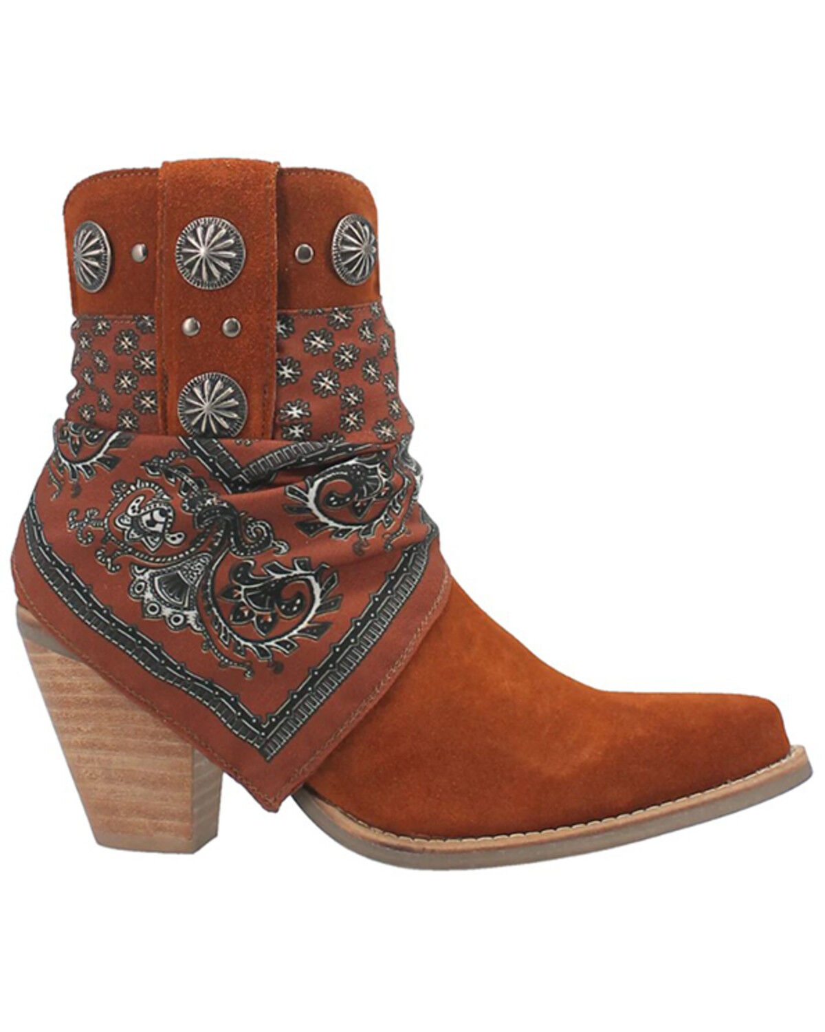 Image #2 - Dingo Women's Suede Bandida Western Booties - Round Toe, Brown, hi-res