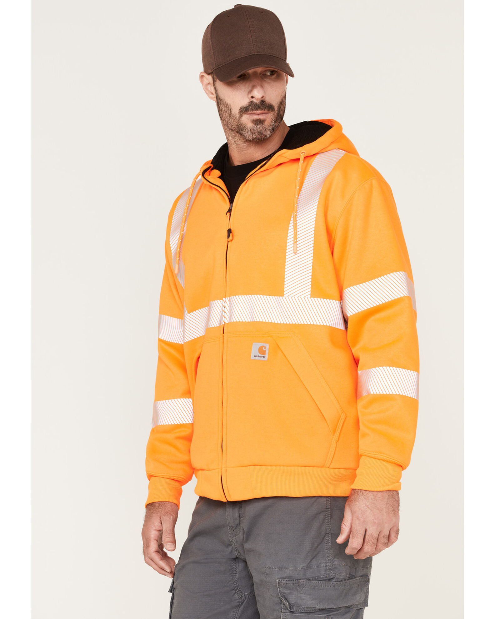 Carhartt Men s Hi Vis Brite Orange Loose Fit Thermal Full Zip Hooded Work Sweatshirt Sheplers