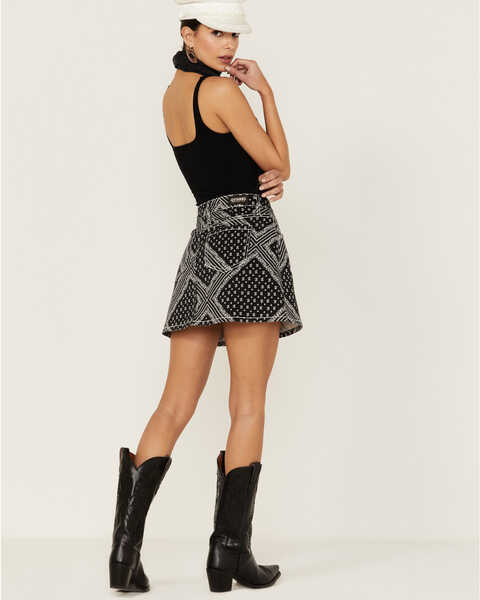 Image #4 - Shyanne Women's Mr. A-Line Bandana Print Denim Mini Skirt, Black, hi-res