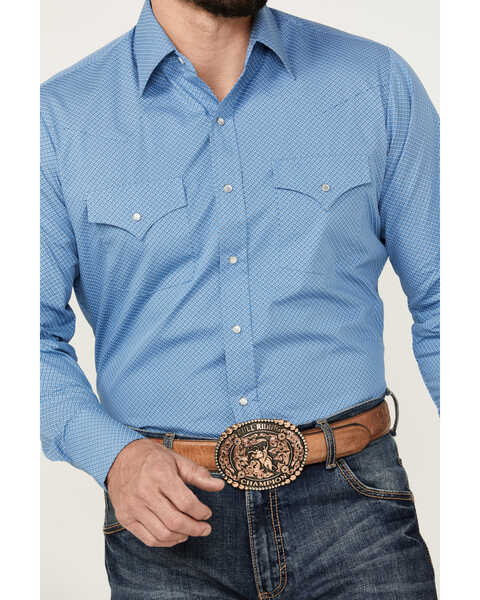 Image #3 - Ely Walker Men's Geo Print Long Sleeve Pearl Snap Western Shirt - Tall , Blue, hi-res