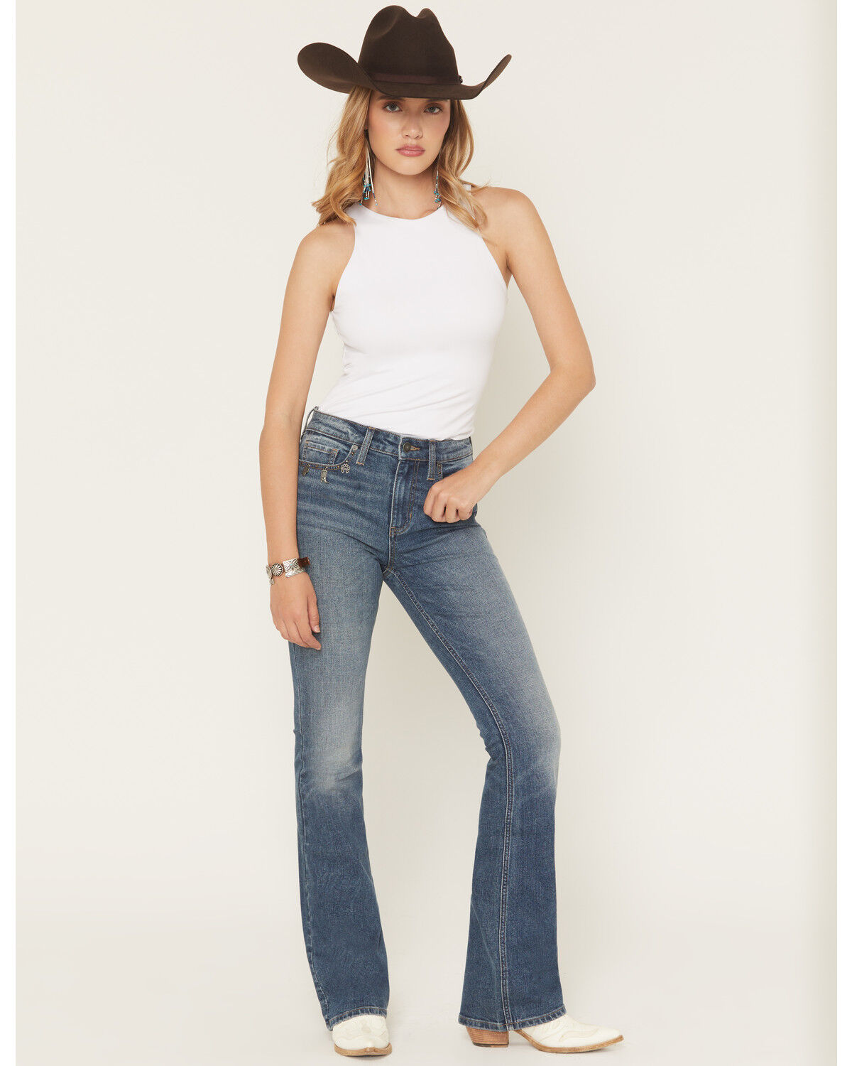 Image #1 - Shyanne Women's Ivy Medium Wash High Rise Bootcut Stretch Denim Jeans, Medium Wash, hi-res