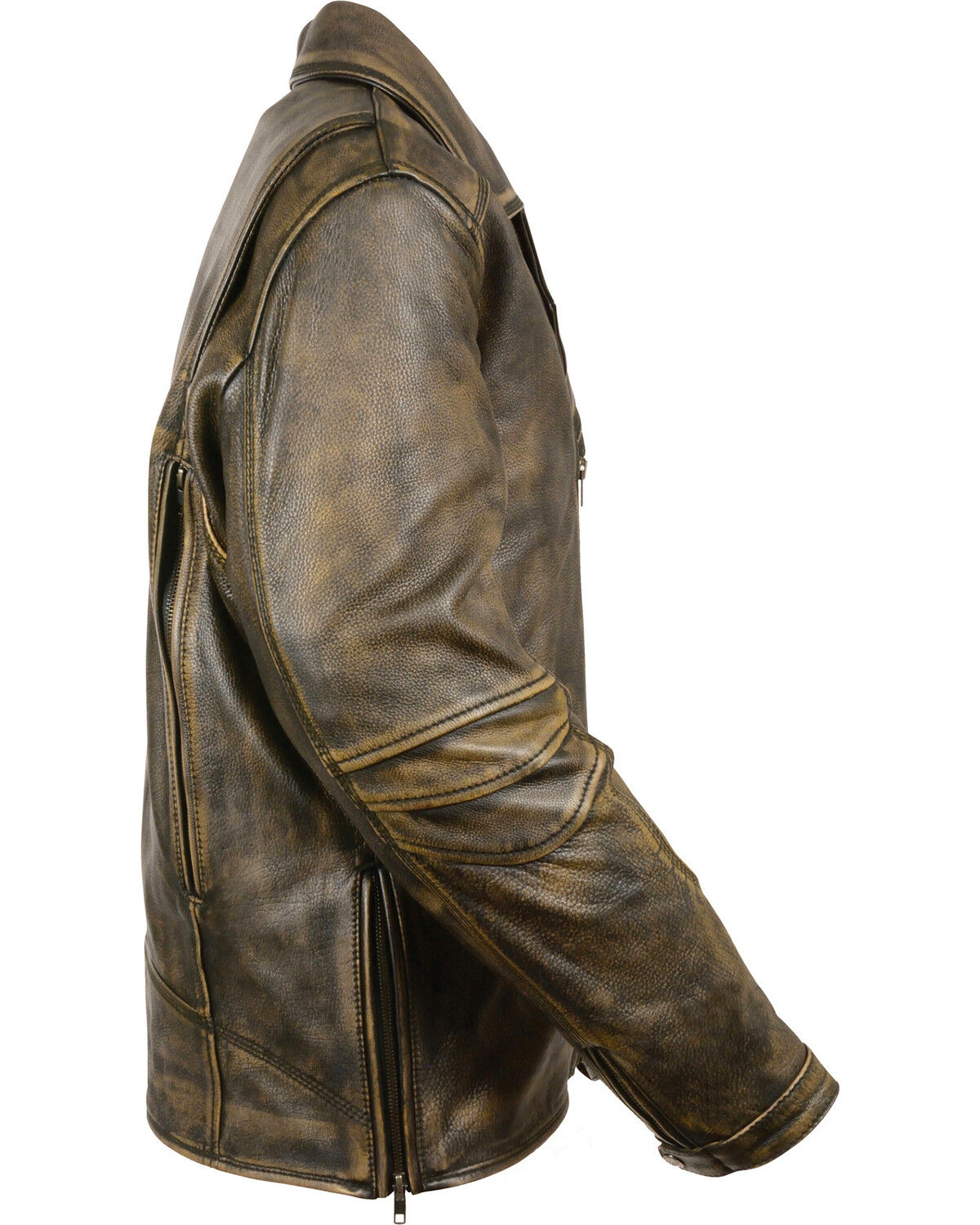 Image #2 - Milwaukee Leather Men's Triple Stitch Extra Long Biker Jacket, Black/tan, hi-res