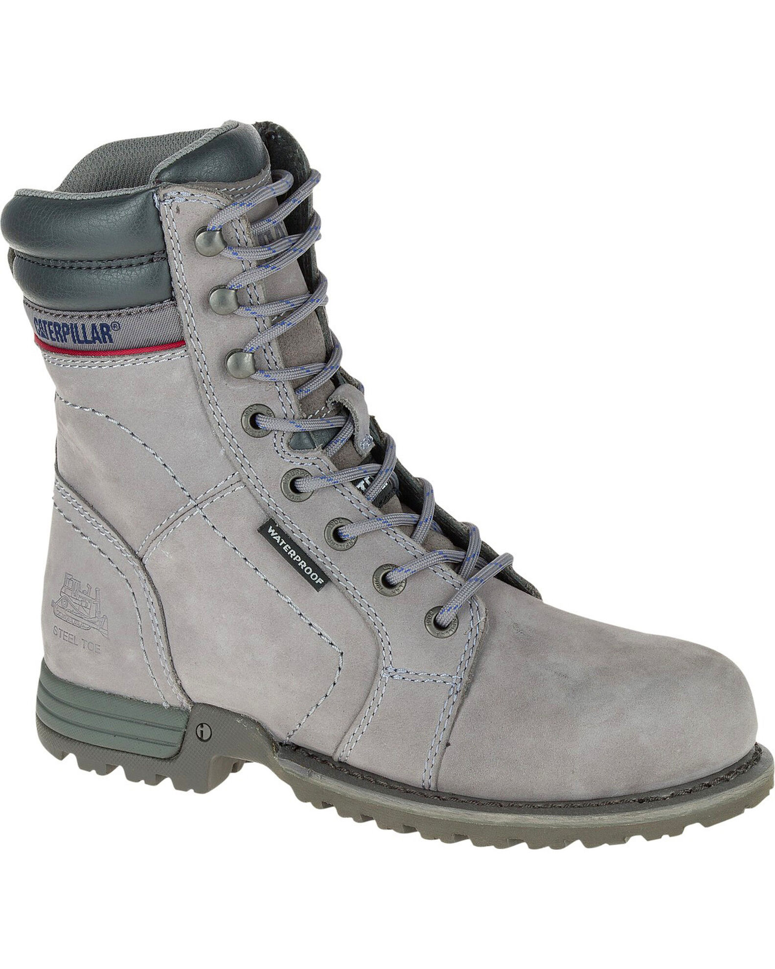 Image #2 - CAT Women's Echo Waterproof Work Boots - Steel Toe, Grey, hi-res