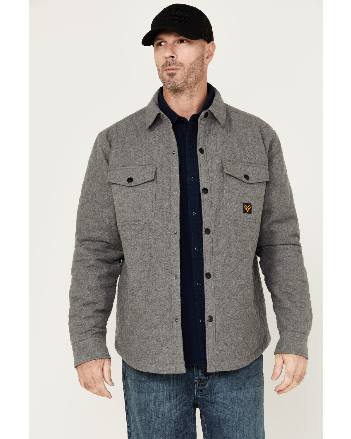 Image #1 - Hawx Men's Quilted Flannel Shirt Jacket, Charcoal, hi-res