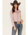 Panhandle Women's Dot Geo Print Piped Long Sleeve Western Shirt , Rust Copper, hi-res