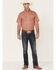 Image #2 - Panhandle Select Men's Poplin Geo Print Short Sleeve Button Down Western Shirt , Orange, hi-res