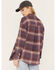 Cleo + Wolf Women's Plaid Print Oversized Long Sleeve Flannel Button Down Shirt, Violet, hi-res