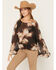 Image #1 - Wild Moss Women's Floral Mesh Poncho Top, Black, hi-res
