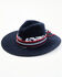 Marco Delli Navy Indiana Thick Patterned Band Wool Felt Fashion Hat , Navy, hi-res