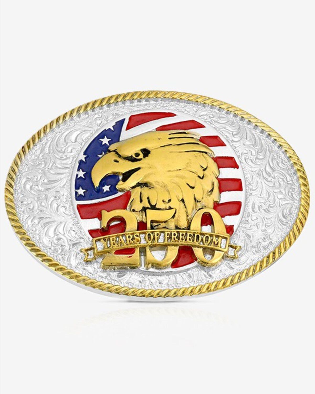 Montana Silversmiths Eagle 250 Years of Freedom Belt Buckle, Silver, hi-res