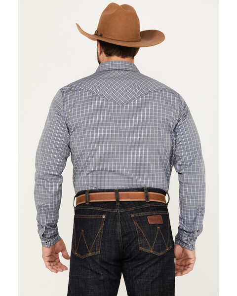 Image #4 - Cody James Men's Trainer Plaid Print Long Sleeve Snap Western Shirt - Tall, Navy, hi-res