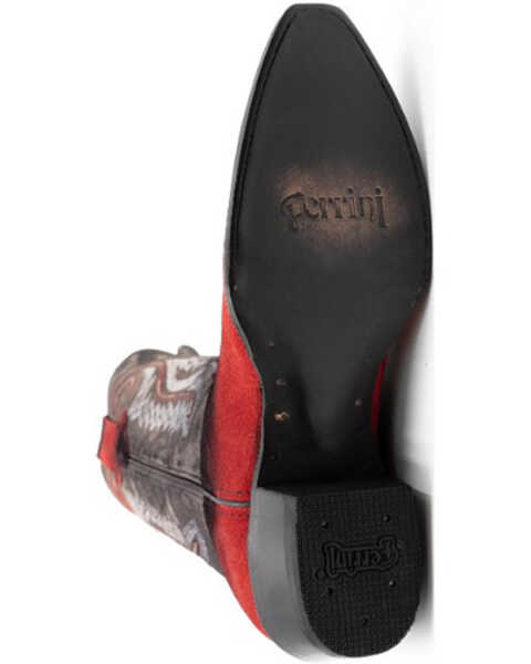 Image #7 - Ferrini Women's Roughrider Western Boots - Snip Toe , Red, hi-res