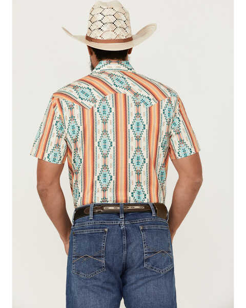 Image #4 - Rock & Roll Denim Men's Southwestern Print Long Sleeve Pearl Snap Stretch Western Shirt , Cream, hi-res