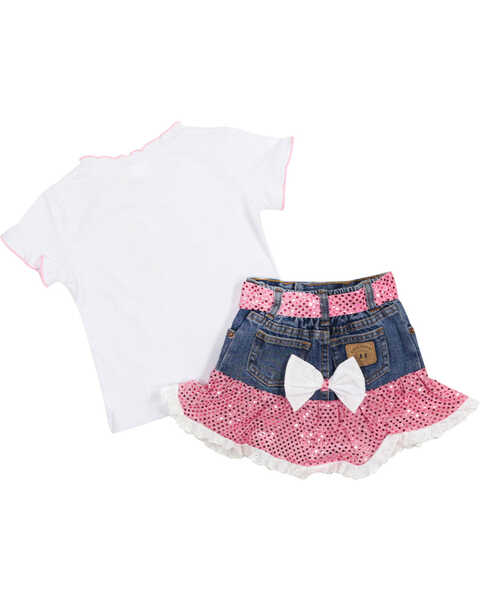 Kid's Korral Toddler Girl's Sequin Ruffle Shirt and Skirt Set, Pink, hi-res