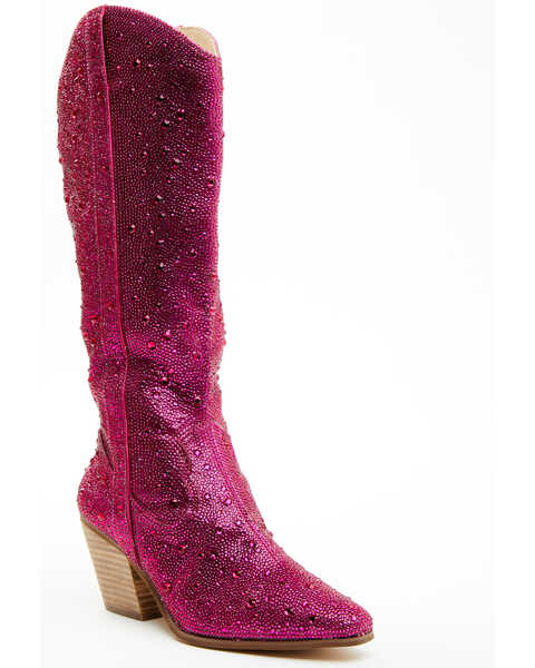 Image #1 - Matisse Women's Boot Barn Exclusive Nashville Embellished Tall Western Boots - Pointed Toe, Pink, hi-res