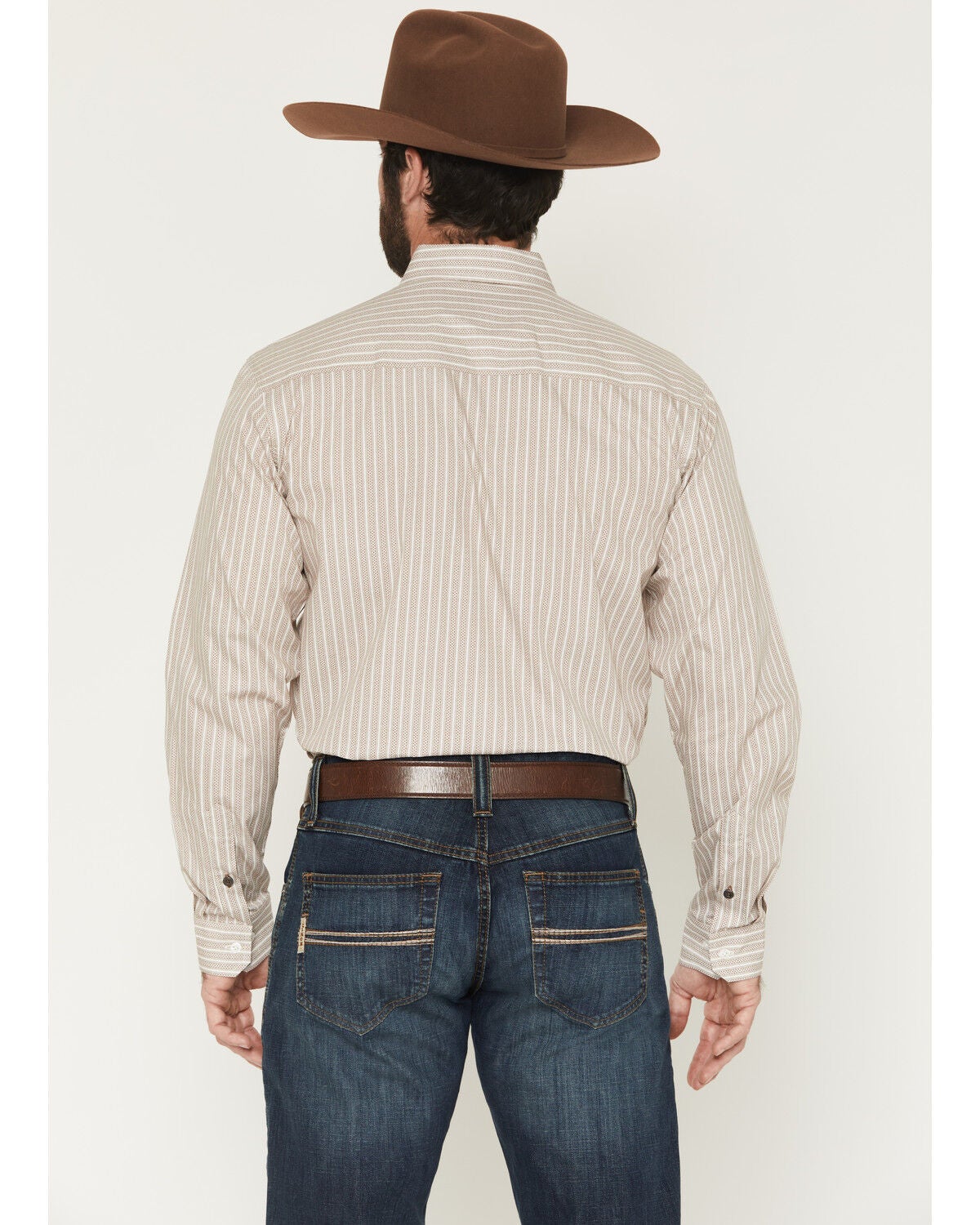 Image #4 - Cinch Men's Modern Fit Striped Long Sleeve Button-Down Western Shirt, Cream, hi-res