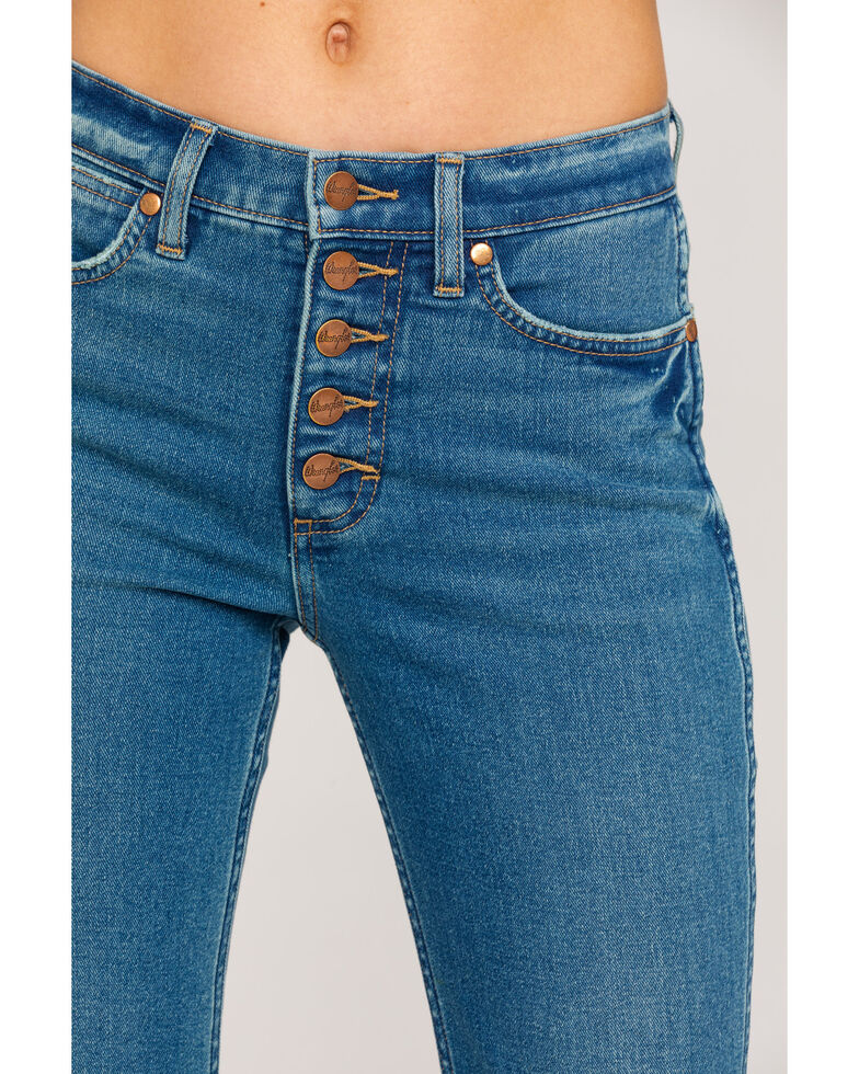 Wrangler Modern Women S High Rise Button Flare Jeans Sheplers Shein zipper fly ripped detail flare leg jeans. wrangler modern women s high rise button flare jeans