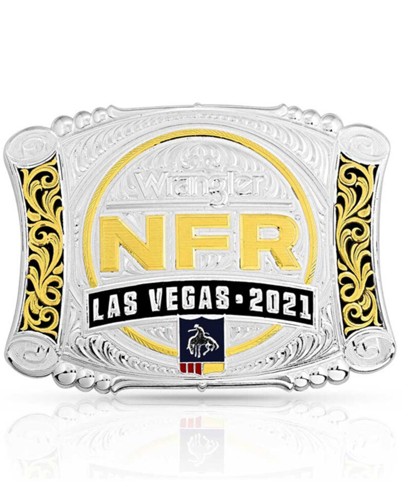 Montana Silversmiths Men's NFR 2021 Cinched Belt Buckle, Silver, hi-res