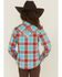 Image #4 - Cowgirl Hardware Girls' Plaid Print Long Sleeve Pearl Snap Stretch Western Shirt, Red, hi-res