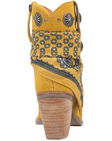 Image #5 - Dingo Women's Suede Bandida Western Booties - Medium Toe , Yellow, hi-res